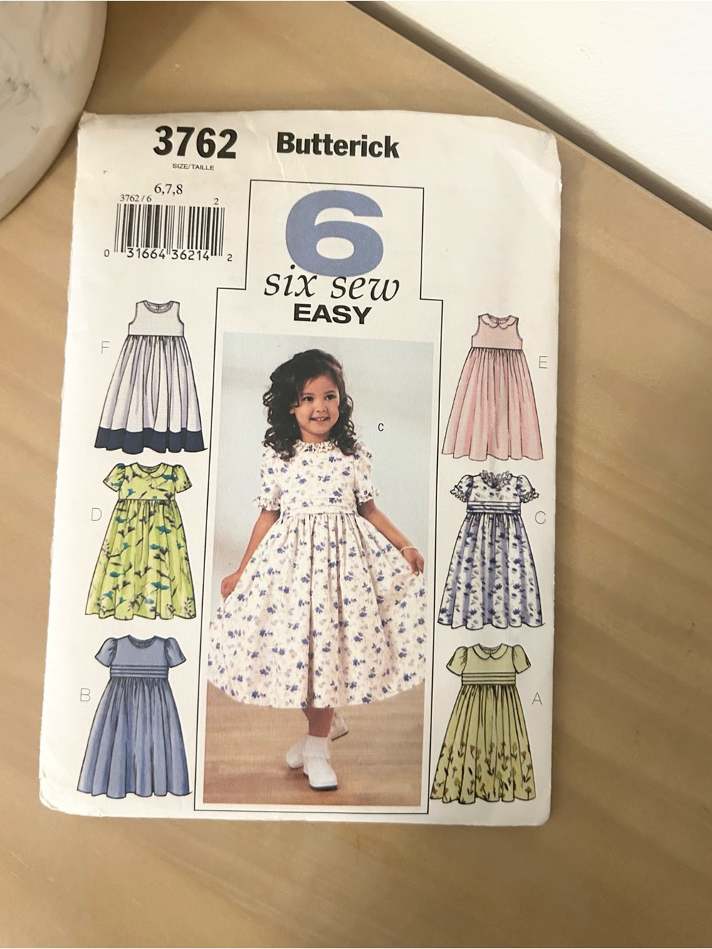 Vintage Butterick 3762 Children’s Dress Sewing Pattern Six Easy Styles